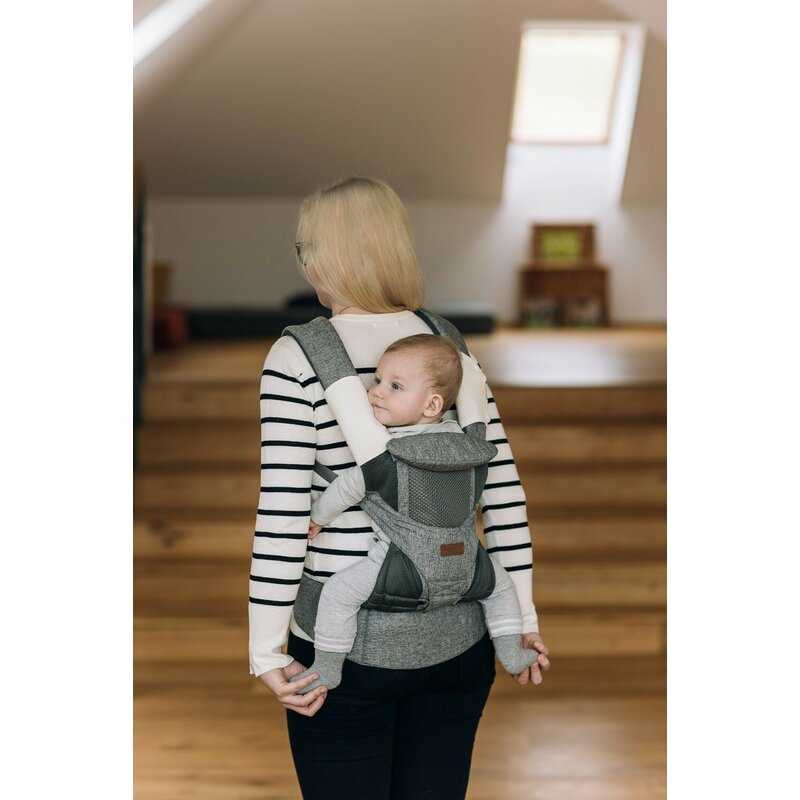 Marsupiu bebe, FreeON, Carry Me, 3 in 1, De la 4 luni pana la 15 kg, Tesatura din plasa 3D, Confortabil si sigur pentru bebe, Gri