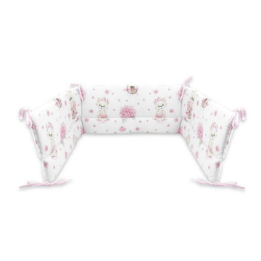Aparatoare pentru patut, MimiNu, Din bumbac certificat Oeko Tex Standard 100, 180x30 cm, Cu panglici, Design, Pink Ballerina