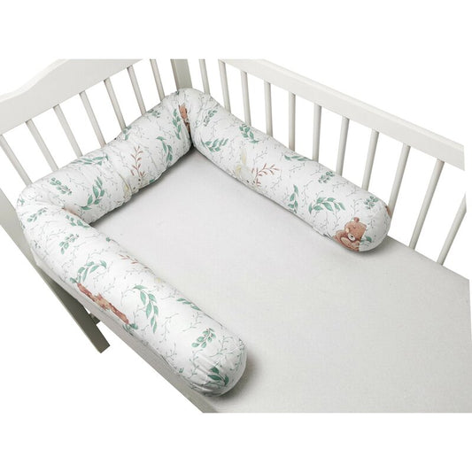 Aparatoare pentru patut, MimiNu, Tip rulou, Cu husa detasabila, Lungime 180 cm, Din bumbac certificat Oeko Tex Standard 100, Lulu Natural