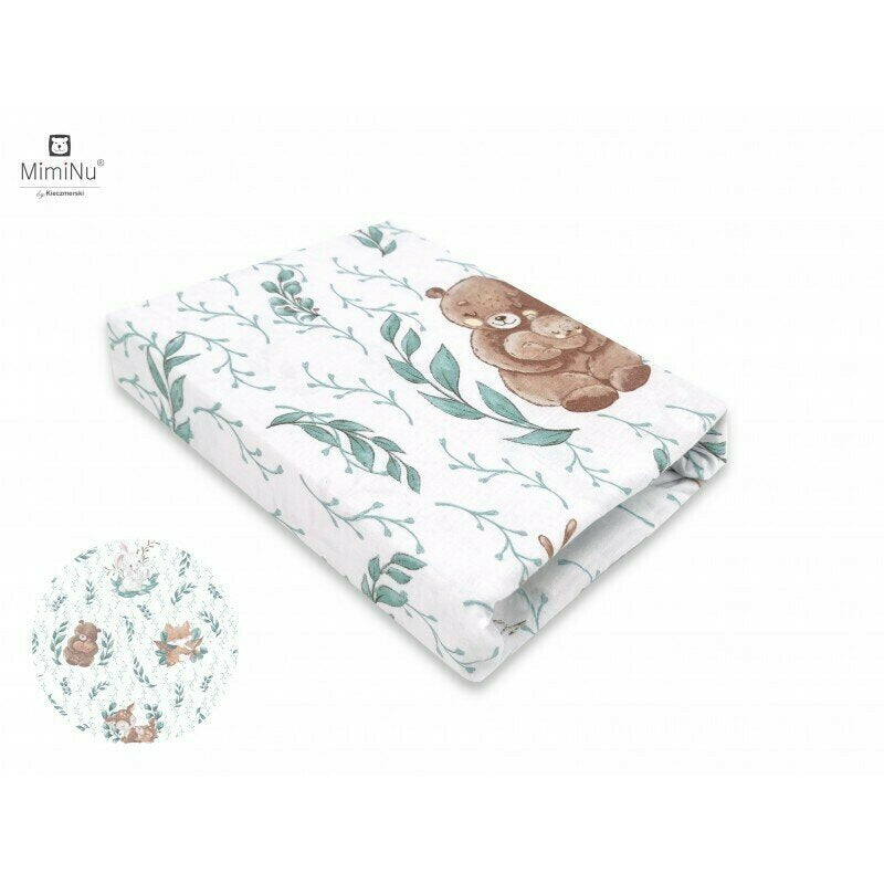 Cearceaf cu elastic, MimiNu, Pentru patut co-sleeper, Theo, Dimensiune 85 x 46 cm, Din bumbac certificat Oeko Tex Standard 100, Lulu Natural