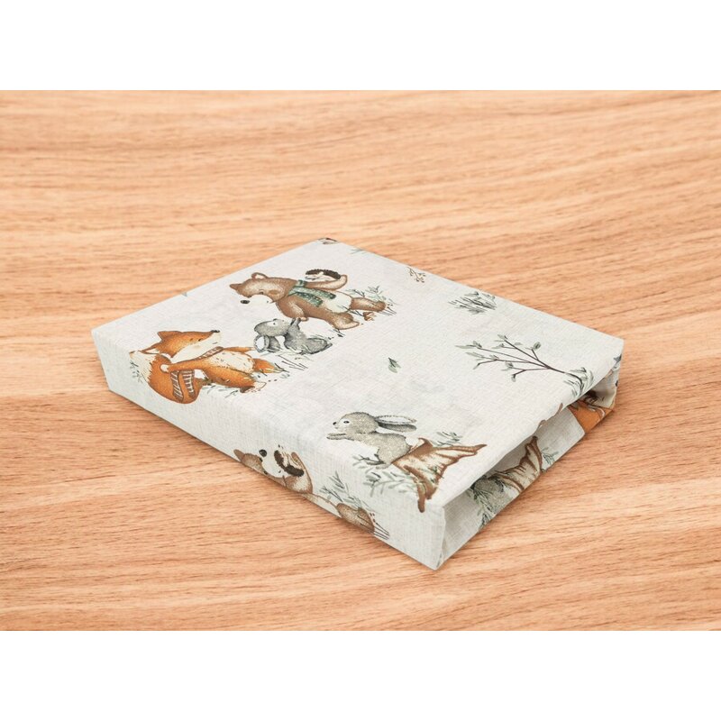 Cearceaf cu elastic, MimiNu, Pentru patut co-sleeper, Timon, Din bumbac certificat Oeko Tex Standard 100, Dimensiune 87 x 51 cm, Design, Time for fun