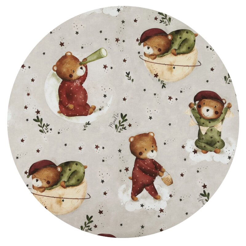 Cearceaf cu elastic, MimiNu, Pentru patut co-sleeper, Vera, Dimensiune 89 x 51 cm, Din bumbac certificat Oeko Tex Standard 100, Teddy Bear On Moon
