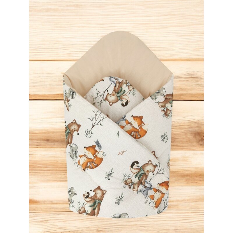 Paturica de infasat, MimiNu, Cu doua fete, Cu multiple utilizari, Cu inchidere arici velcro, Dimensiune 75x75 cm, Din bumbac certificat Oeko Tex Standard 100, Design, Time for fun