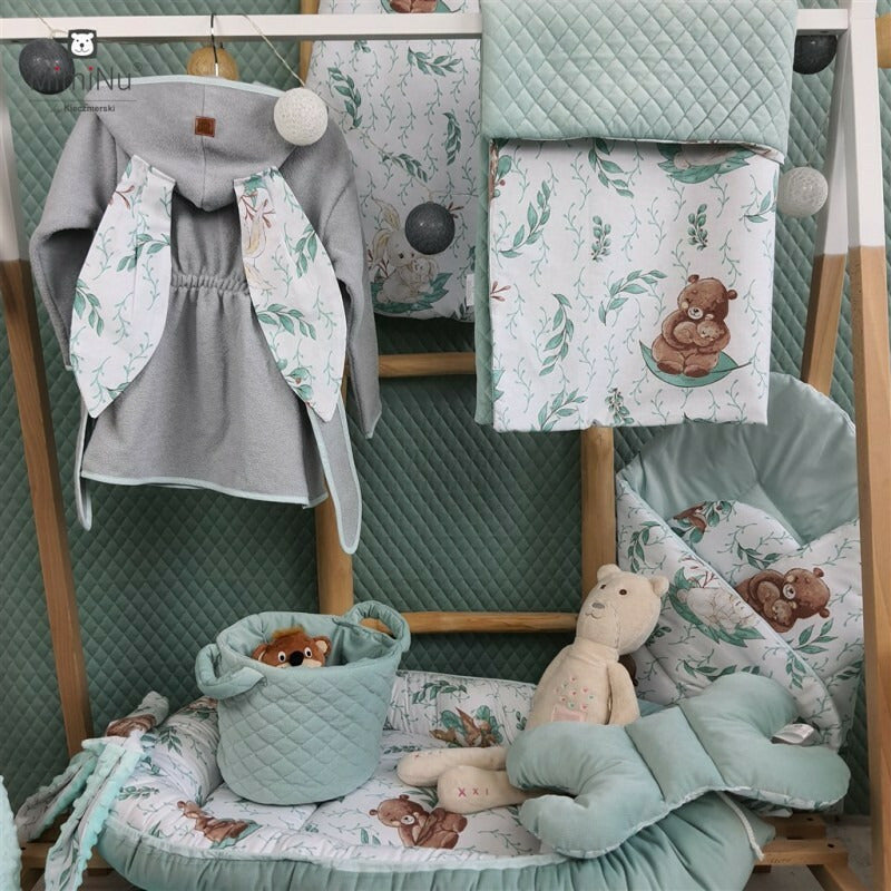 Set pentru carucior, MimiNu, Cu pernuta si paturica, Cu huse detasabile si lavabile, Din bumbac certificat Oeko Tex Standard 100, Lulu Natural