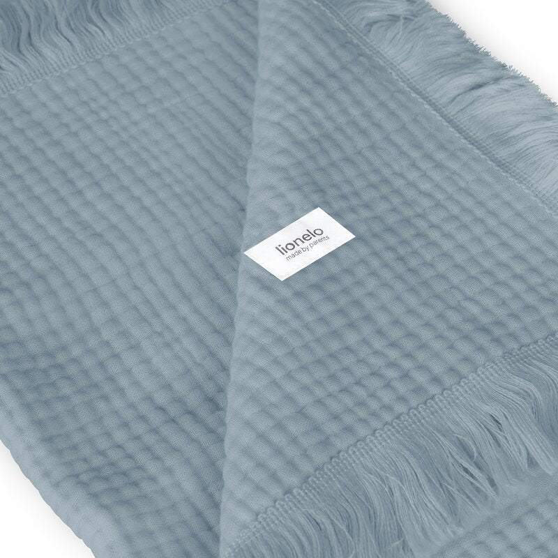 Muselina, Lionelo, Din bumbac, Lavabila la masina de spalat, Dimensiune mare 70x100 cm, Albastru