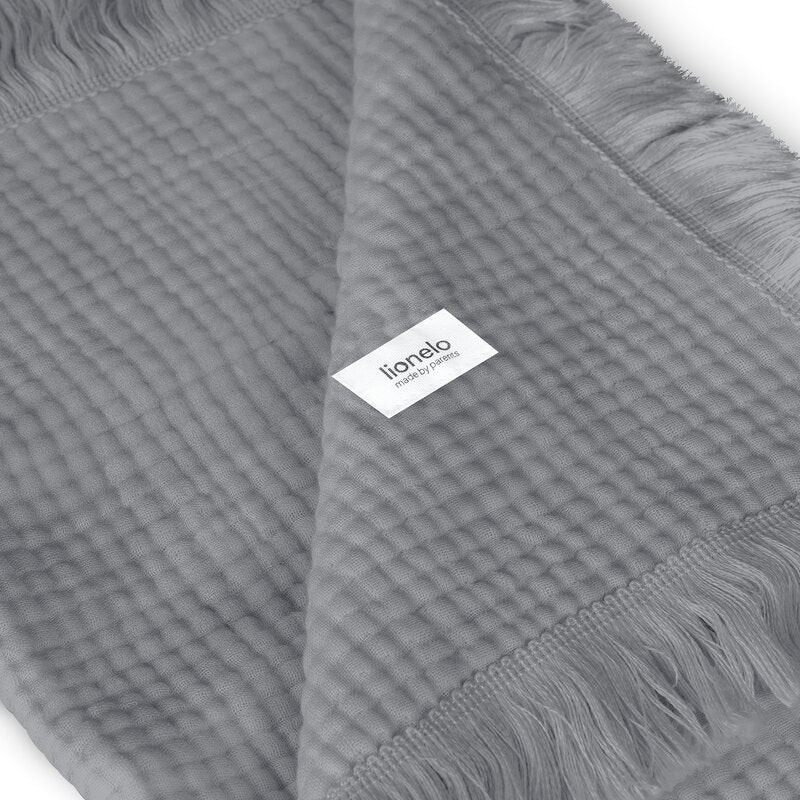 Muselina, Lionelo, Din bumbac, Lavabila la masina de spalat, Dimensiune mare 70x100 cm, Gri