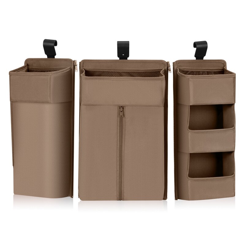Organizator multifunctional, Lionelo, Sidepocket L, 58x11x58 cm, 3 parti independente cu multiple buzunare, Universal, Constructie ranforsata, Bej