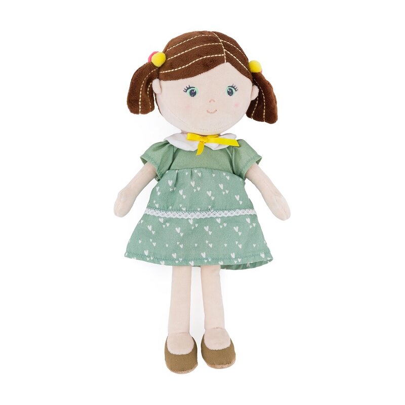 Papusa, Petite&Mars, Hannah, Din plus, 35 cm, Ambalaj cu mini puzzle din carton, 0 luni+, Multicolor