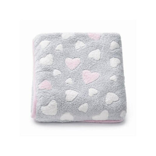 Paturica bebe, New Baby, 80x90 cm, Pufoasa, Pink Heart