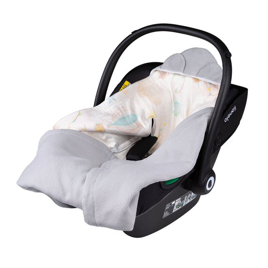 Paturica de infasat, Lionelo, Pentru scoica auto, carucior si landou, Cu multiple utilizari, Cu inchidere arici velcro, Dimensiune 90x90 cm, Din bumbac, TOG 2.5, 12-18 luni, Albastru