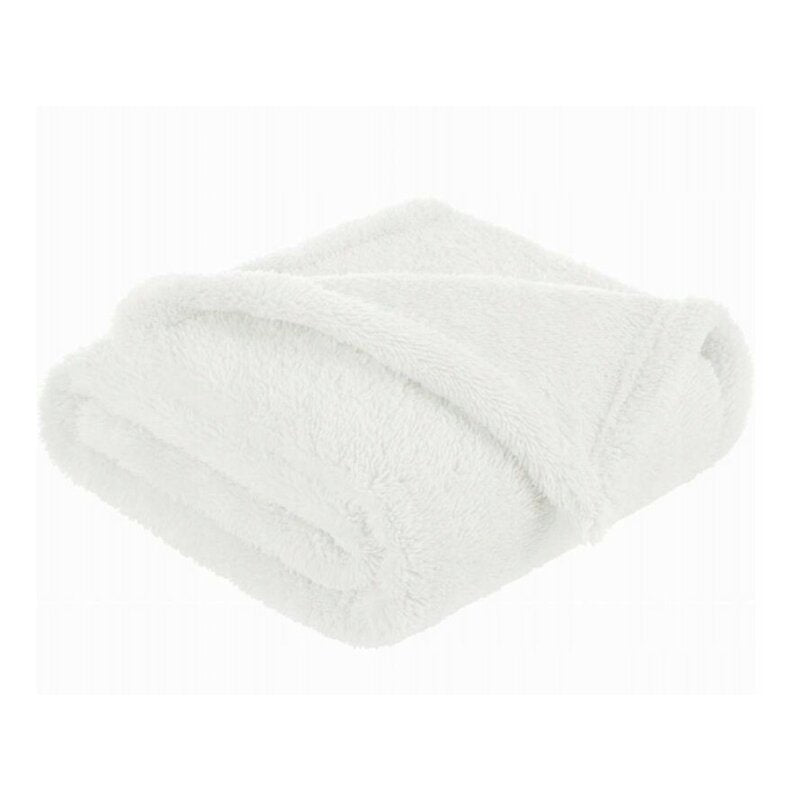 Paturica pufoasa, Qmini, Pentru copii, Din fleece, 75 x 100 cm, Alb