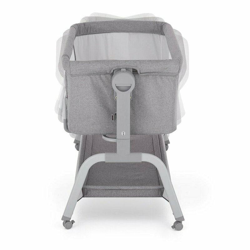 Patut co-sleeper, Feedo, Cu sistem de leganare, Inaltime adjustabila pana la 57-69 cm, sustine pana la 9 kg, 0 luni+ Gri