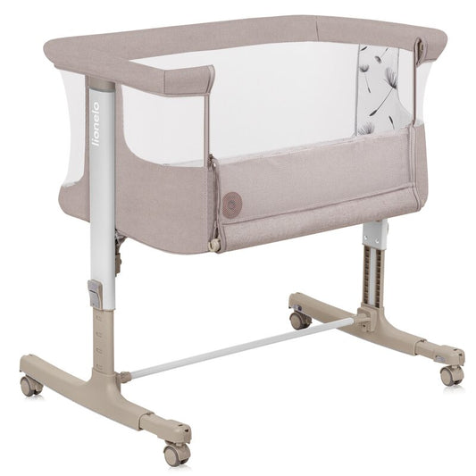 Patut co-sleeper, Lionelo, Aurora, 3 in 1, Cu leganare si setare unghiulara, Cu saltea, 0 luni+, Certificari EN 1130:2019+AC:2020, EN 16890:2, Bej