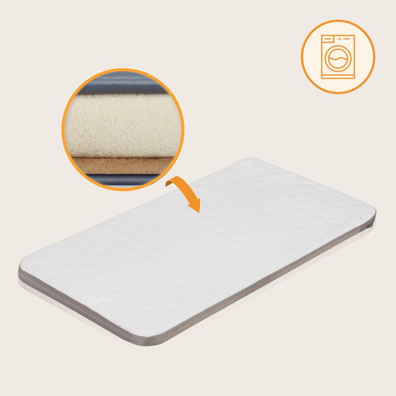 Patut co-sleeper, Lionelo, Aurora, 3 in 1, Cu leganare si setare unghiulara, Cu saltea, 0 luni+, Certificari EN 1130:2019+AC:2020, EN 16890:2, Bej