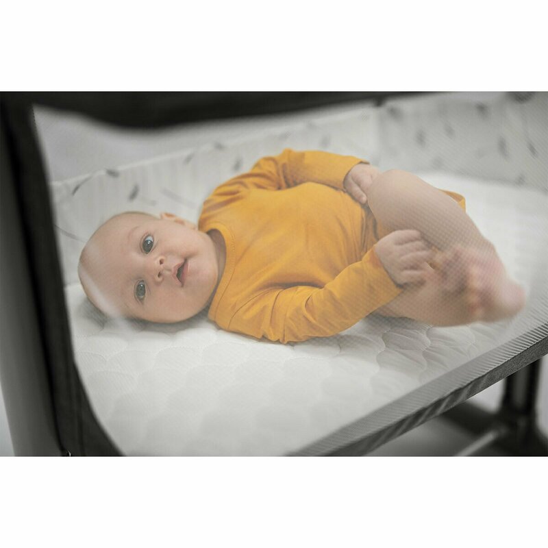 Patut co-sleeper, Lionelo, Aurora, 3 in 1, Cu leganare si setare unghiulara, Saltea cu densitate T25 si geanta transport, Reglabil in 5 pozitii pe inaltime, Pana la 9 kg, 0 luni+, 85x60x66 cm, EN 1130:2019+AC:2020, EN 16890:2, Granit