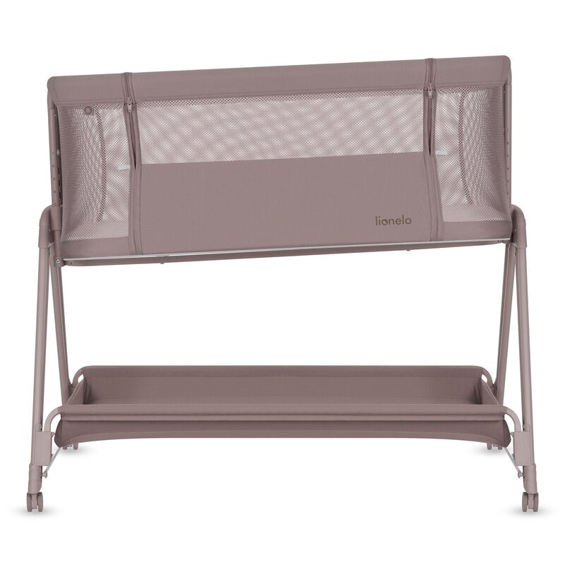 Patut co-sleeper, Lionelo, Luna, 2 in 1, Cu laterala culisanta, Cu setare unghiulara, Cu roti, Reglabil in 6 pozitii pe inaltime, Bej inchis