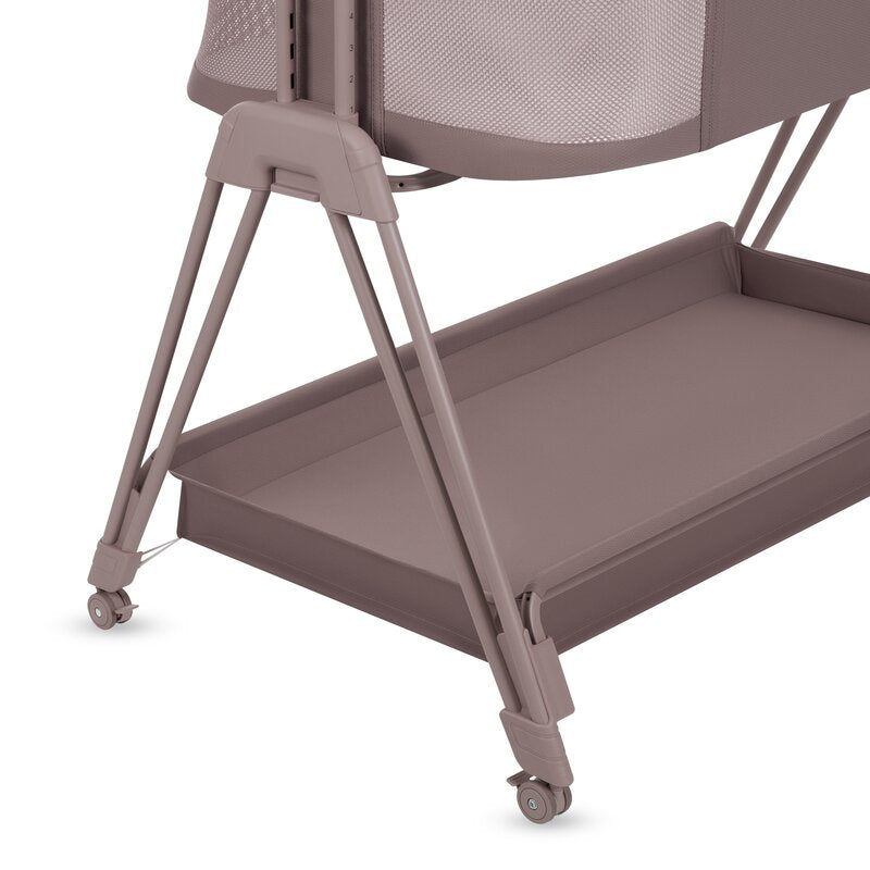 Patut co-sleeper, Lionelo, Luna, 2 in 1, Cu laterala culisanta, Cu setare unghiulara, Cu roti, Reglabil in 6 pozitii pe inaltime, Bej inchis