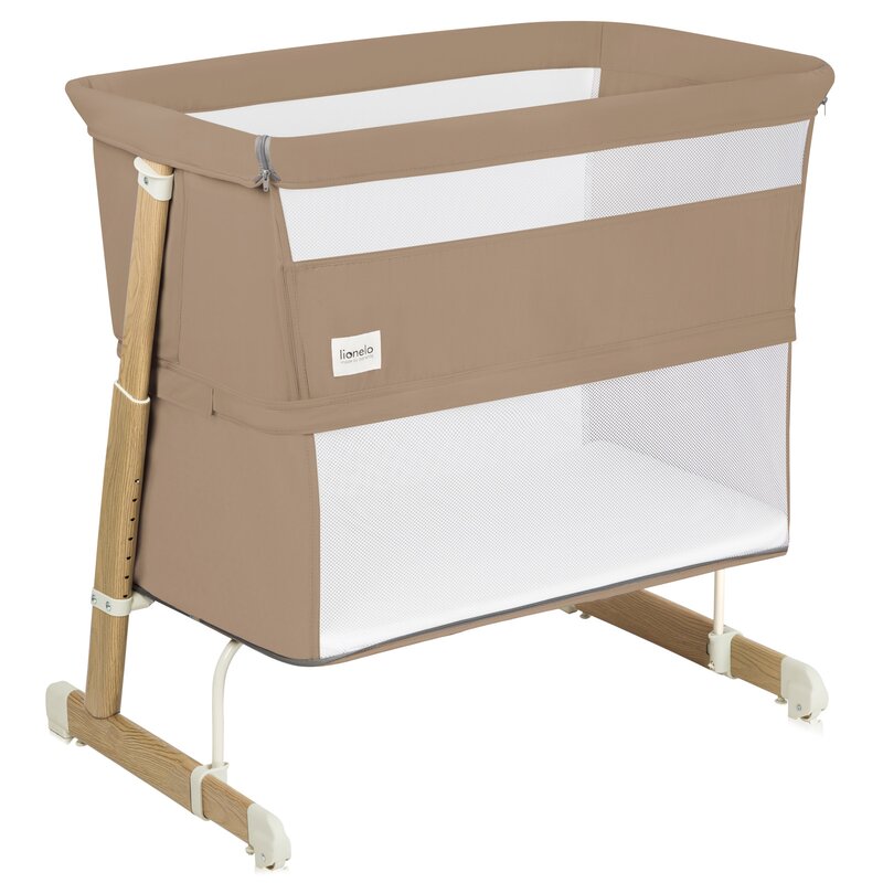 Patut co-sleeper, Lionelo, Thomi Plus, 5 in 1, Multifunctional, Sustine pana la 9 kg ca patut, 15 kg tarc de joaca, 100 kg canapea, Inaltime reglabila in 7 pozitii, De la nastere pana la 4 ani, Cu 2 saltele din spuma T25, 94x70x77-93,5 cm, Maro