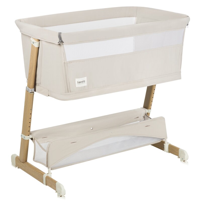 Patut co-sleeper, Lionelo, Thomi Plus, 5 in 1, Multifunctional, Sustine pana la 9 kg ca patut, 15 kg tarc de joaca, 100 kg canapea, Inaltime reglabila in 7 pozitii, De la nastere pana la 4 ani, Cu 2 saltele din spuma T25, 94x70x77-93,5 cm, Bej