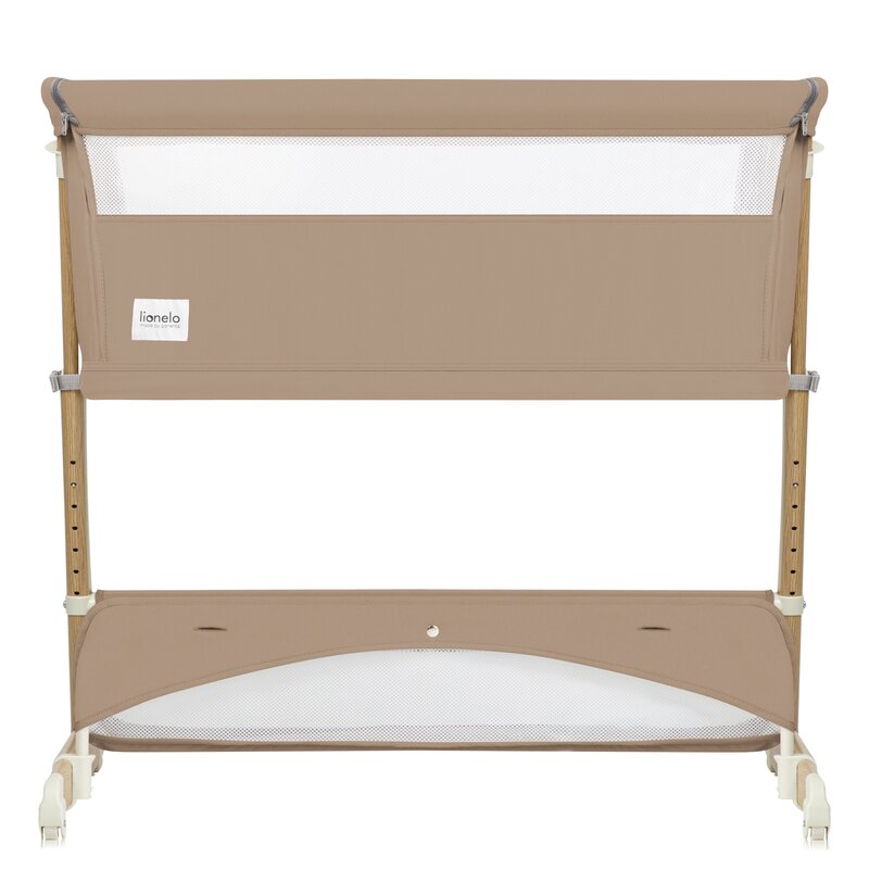Patut co-sleeper, Lionelo, Thomi Plus, 5 in 1, Multifunctional, Sustine pana la 9 kg ca patut, 15 kg tarc de joaca, 100 kg canapea, Inaltime reglabila in 7 pozitii, De la nastere pana la 4 ani, Cu 2 saltele din spuma T25, 94x70x77-93,5 cm, Maro