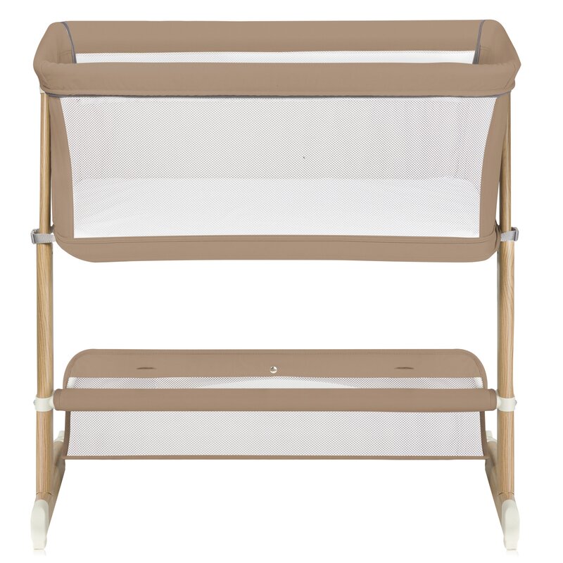Patut co-sleeper, Lionelo, Thomi Plus, 5 in 1, Multifunctional, Sustine pana la 9 kg ca patut, 15 kg tarc de joaca, 100 kg canapea, Inaltime reglabila in 7 pozitii, De la nastere pana la 4 ani, Cu 2 saltele din spuma T25, 94x70x77-93,5 cm, Maro