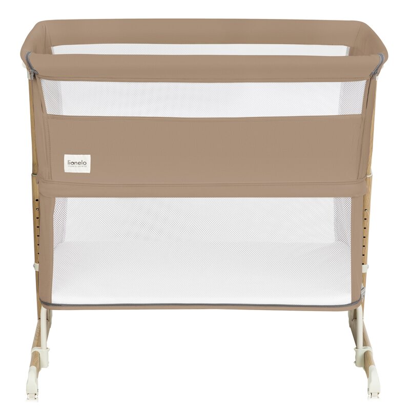 Patut co-sleeper, Lionelo, Thomi Plus, 5 in 1, Multifunctional, Sustine pana la 9 kg ca patut, 15 kg tarc de joaca, 100 kg canapea, Inaltime reglabila in 7 pozitii, De la nastere pana la 4 ani, Cu 2 saltele din spuma T25, 94x70x77-93,5 cm, Maro