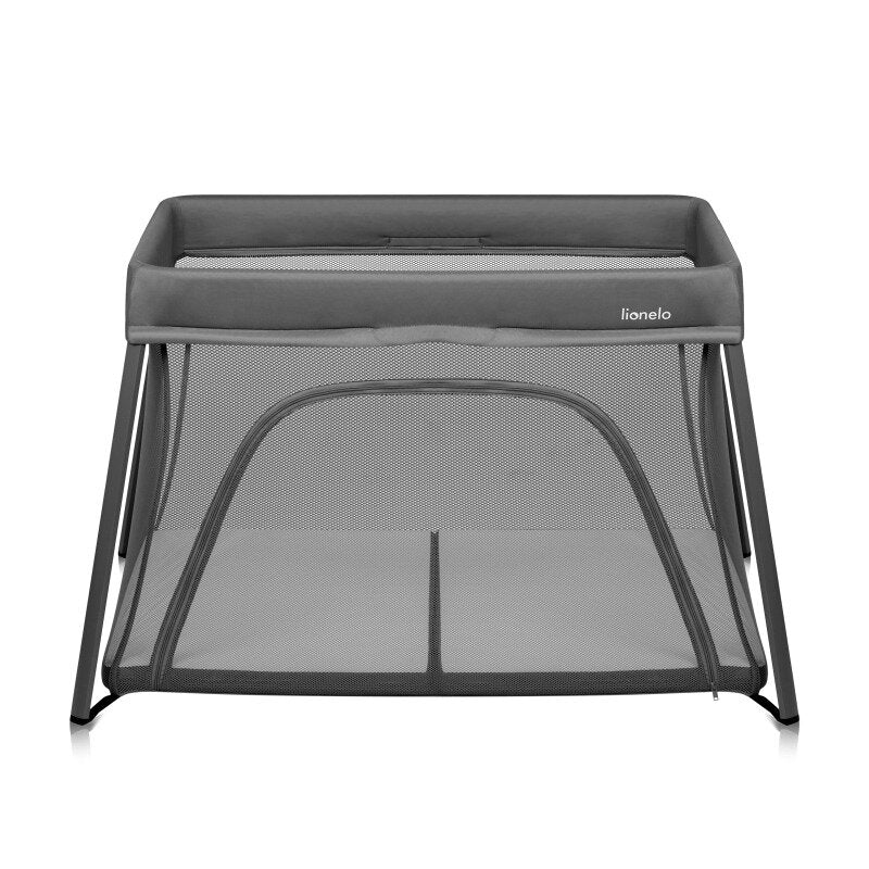 Patut multifunctional, Lionelo, Alice, 3 in 1, 2 trepte de inaltime pentru saltea, Pliabil, Material rezistent Oxford 300D, Cu iesire laterala, Geanta de transport, Pana 15 kg, 0 luni+, 104×70×74 cm, Gri