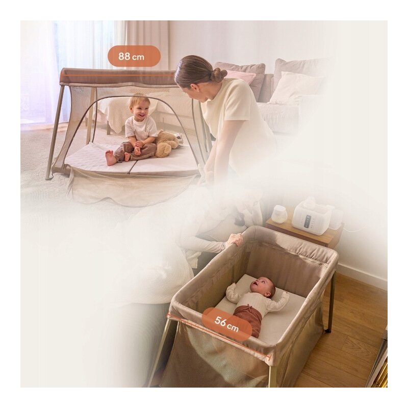 Patut multifunctional, Lionelo, Alice, 3 in 1, 2 trepte de inaltime pentru saltea, Pliabil, Material rezistent Oxford 300D, Cu iesire laterala, Geanta de transport, Pana 15 kg, 0 luni+, 104×70×74 cm, Gri