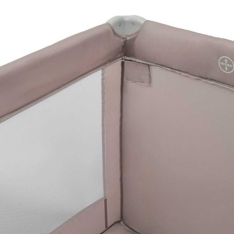 Patut pliant, Baby Mix, Cu doua nivele, Cu intrare laterala cu fermoar, 2 roti, 120 x 60 cm, Conform cu standardul european de securitate EN 716+AC:2019-07, Beige