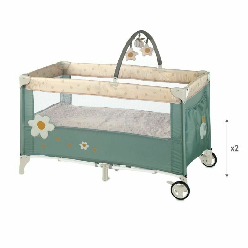 Patut pliant, Jane, Duo Level, Cu roti, Cu arcada cu jucarii, Geanta de transport, Cu doua nivele, Conform standardelor europene EN 716-1:2017+AC:2019EN 16890:2017 + A1:2021, Mist