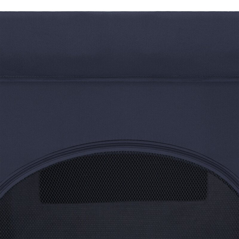 Patut pliant, Lionelo, Jasmin Easy Fold, Pana la 15 kg, Usor de pliat, Cu doua nivele, Cu saltea ergonomica T25, Cu intrare laterala cu fermoar, 2 roti cu frana, 123 x 67 cm, Conform cu EN 716, 0-36 luni, Albastru