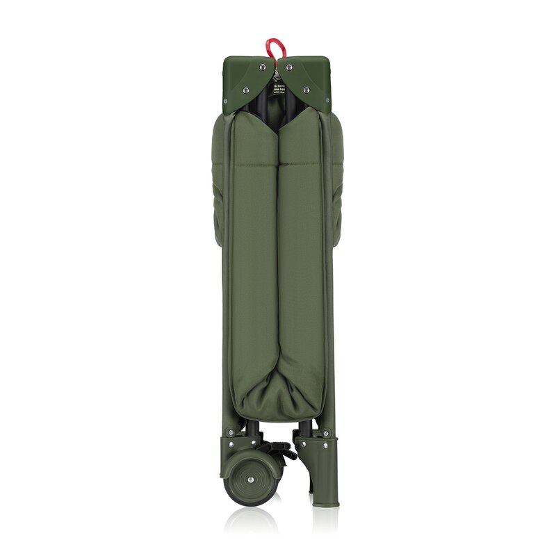 Patut pliant, Lionelo, Jasmin Easy Fold, Pana la 15 kg, Usor de pliat, Cu doua nivele, Cu saltea ergonomica T25, Cu intrare laterala cu fermoar, 2 roti cu frana, 123 x 67 cm, Conform cu EN 716, 0-36 luni, Verde