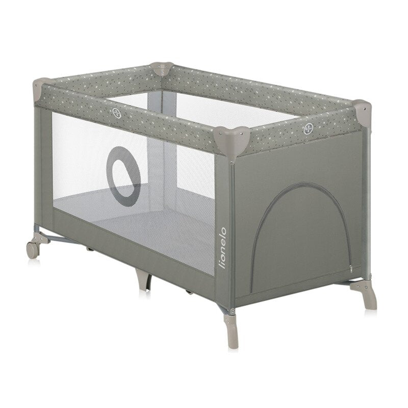 Patut pliant, Lionelo, Stefi, Cu un nivel, Cu intrare laterala cu fermoar, 2 roti, 120x60 cm, Conform cu standardul european de securitate EN 716, Bej