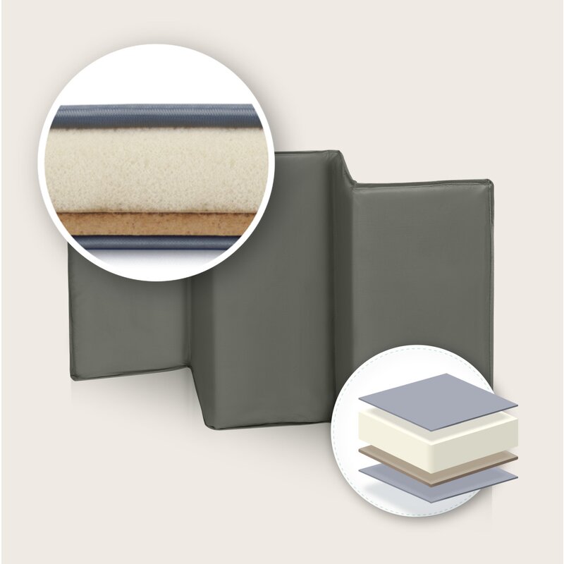 Patut pliant, Lionelo, Sven Plus, 120x60 cm, Cu doua nivele, Cu arcada jucarii, masuta de infasat, vibratii, melodii, conform cu standardele europeane de securitate EN716 si EN12221, Bej Olive