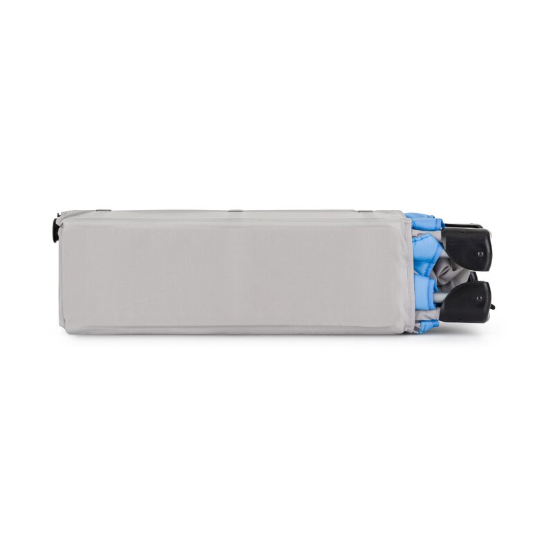 Patut pliant, Petite&Mars, Koot, 120 x 60 cm, Cu roti, Functie de tarc, Pliere compacta, Include geanta de transport, Intrare laterala cu fermoar, Pereti din plasa, Pana la 15 kg, 0-30 luni, Gri