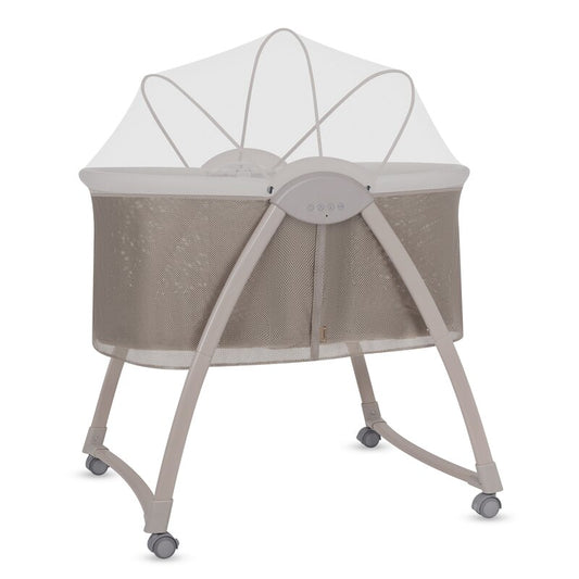 Patut si balansoar portabil Lionelo, Gaya 2 in 1, cu functie de leganat si muzica, 3 viteze de leganat reglabile, saltea T25, controlat prin telecomanda sau panou, pana la 9 kg, 0 luni+, 93 x 68 x 81 cm, bej latte