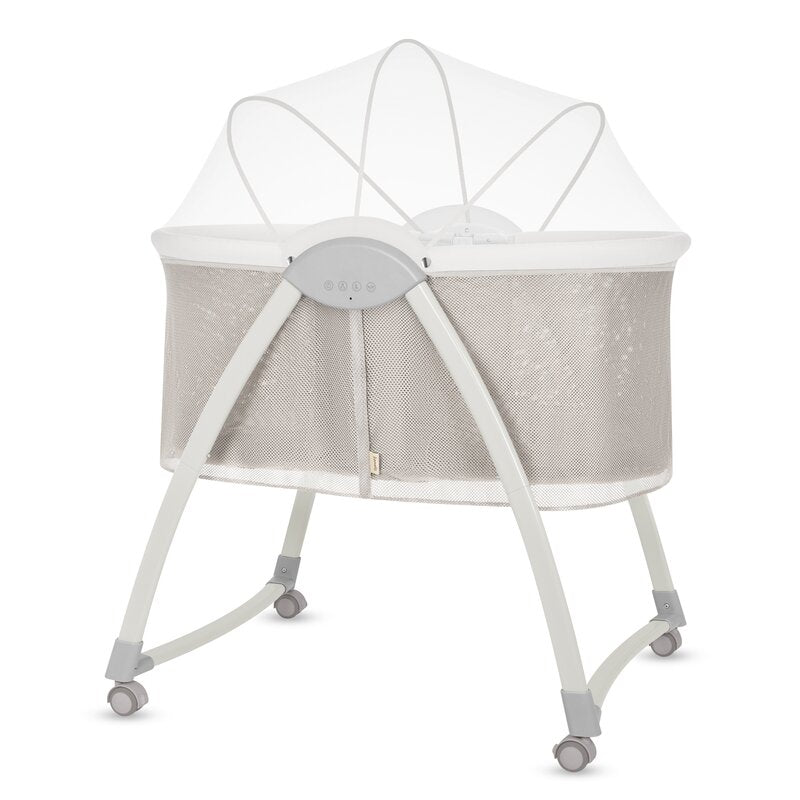 Patut si balansoar portabil Lionelo, Gaya 2 in 1, cu functie de leganat si muzica, 3 viteze de leganat reglabile, saltea T25, controlat prin telecomanda sau panou, pana la 9 kg, 0 luni+, 93 x 68 x 81 cm, bej sand