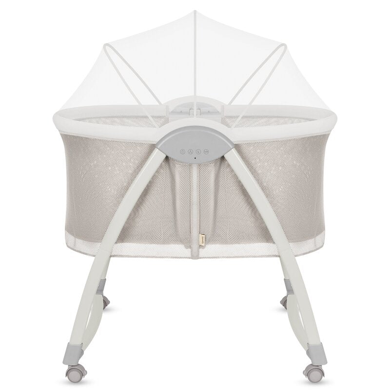 Patut si balansoar portabil Lionelo, Gaya 2 in 1, cu functie de leganat si muzica, 3 viteze de leganat reglabile, saltea T25, controlat prin telecomanda sau panou, pana la 9 kg, 0 luni+, 93 x 68 x 81 cm, bej sand