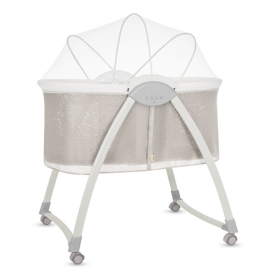 Patut si balansoar portabil Lionelo, Gaya 2 in 1, cu functie de leganat si muzica, 3 viteze de leganat reglabile, saltea T25, controlat prin telecomanda sau panou, pana la 9 kg, 0 luni+, 93 x 68 x 81 cm, bej sand