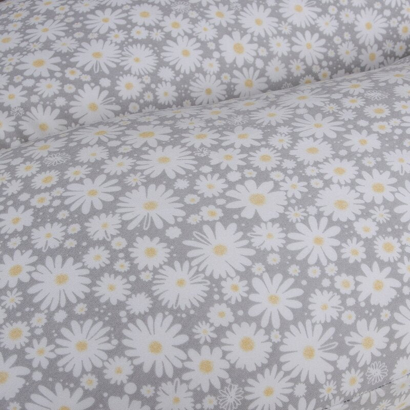 Perna pentru alaptat, Ceba Baby, Husa detasabila din bumbac, Cu puf siliconizat, 150x60x37 cm, Oeko-Tex Standard 100, Basic Chamomile