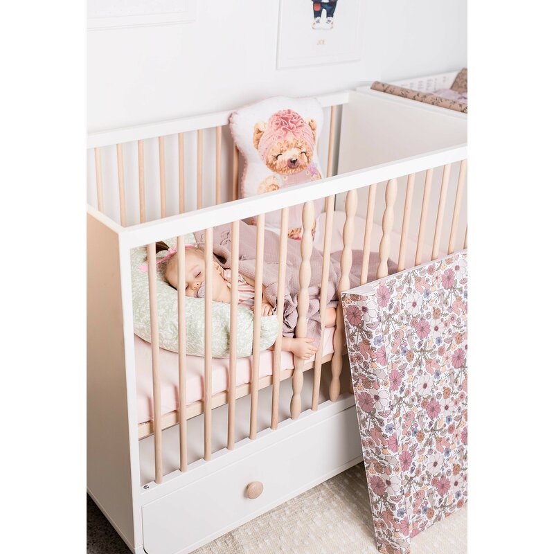 Perna pentru alaptat, Ceba Baby, Husa detasabila din bumbac, Cu puf siliconizat, 150x60x37 cm, Oeko-Tex Standard 100, Basic Chamomile