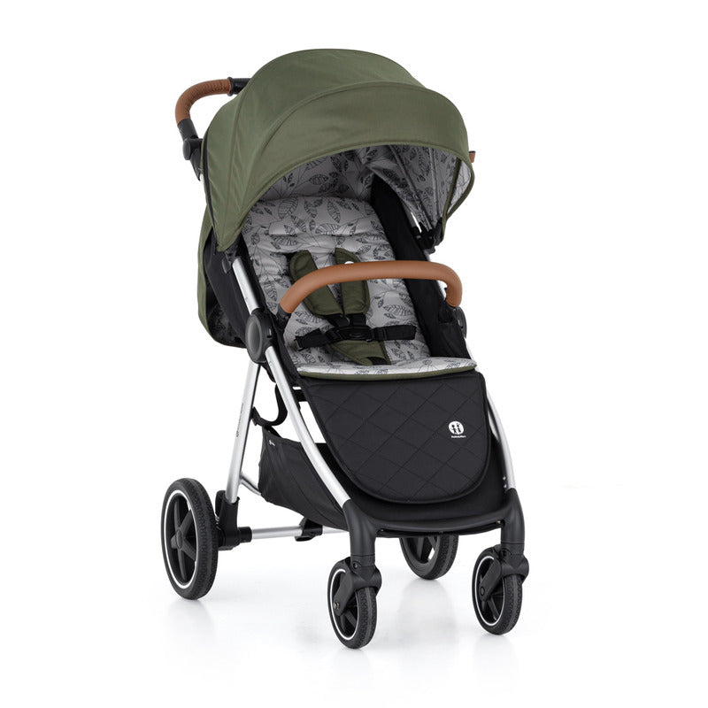 Carucior sport, Petite&Mars, Royal, Include husa pentru scaun, husa pentru picioare, geanta pentru scutece si capotina extensibila, Cu fereastra, Impermeabila, Cu SPF 50, Aluminiu, 0-22 kg, 111 x 57 x 86 cm, Mature Olive
