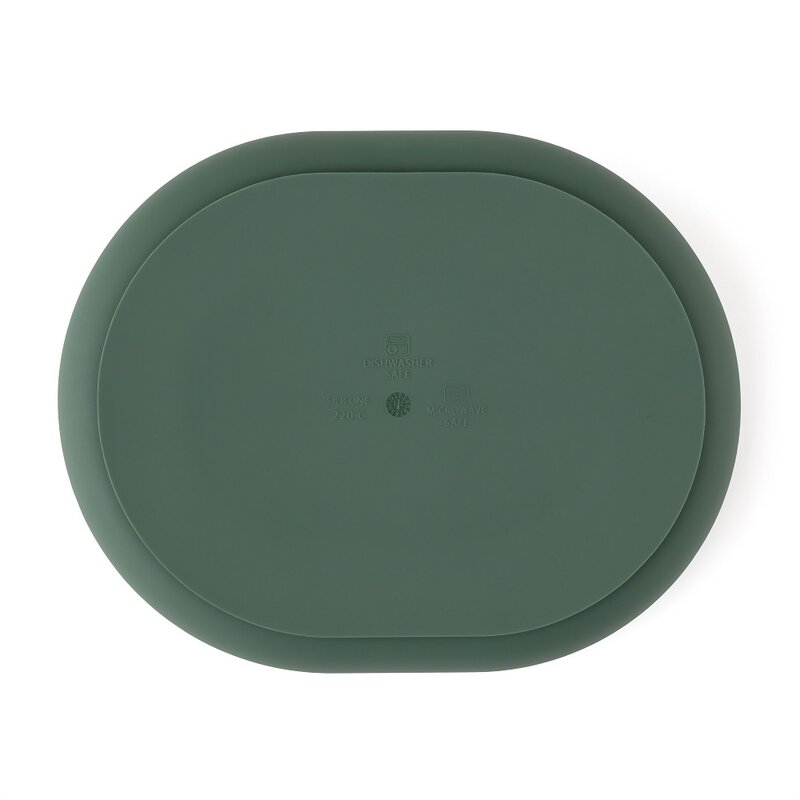 Farfurie compartimentata, Petite&Mars, Take&Match, Ovala, Cu ventuza si 3 compartimente, Silicon, Fara BPA, 630 ml, 6 luni+, Verde