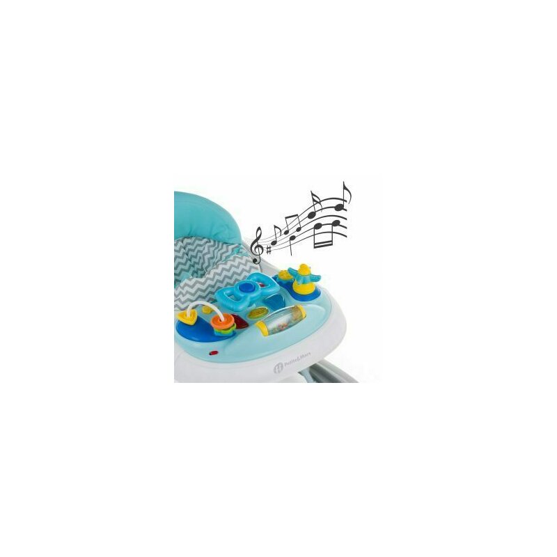 Premergator, Petite&Mars, Monty, Panou interactiv, Reglabil pe inaltime, Roti, Sustine 12 kg, Chevron Blue