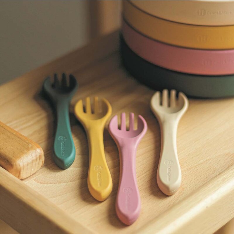 Set tacamuri, Petite&Mars, Take&Match, Din silicon, Fara BPA 6 luni+, Verde inchis