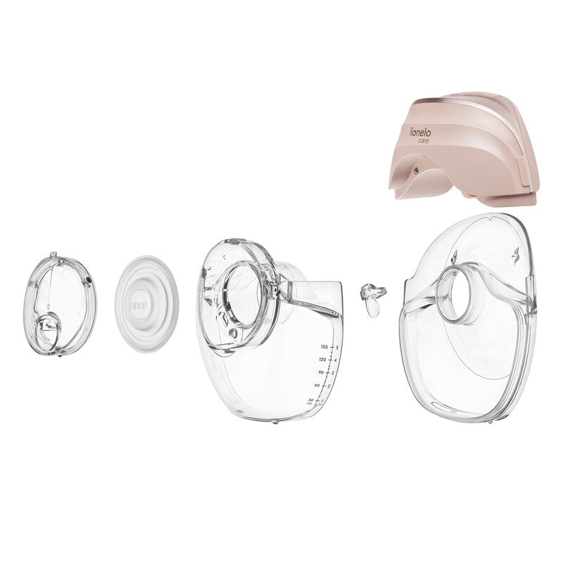 Pompa de san, Lionelo, Fidi Free Slim Duo, Portabila, Cu accesorii, Hands-free, Trifazata, Panou control, Autonomie pana la 3 h, 9 functii de masaj, Silentioasa- 40 db, Capacitate 150 ml, Roz