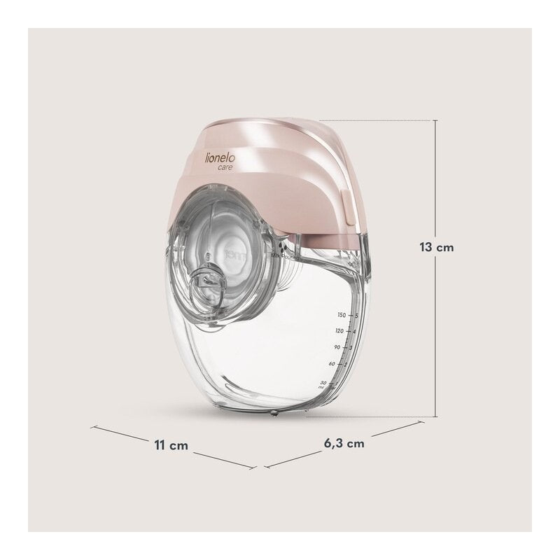 Pompa de san, Lionelo, Fidi Free Slim, Portabila, Cu accesorii, Hands-free, Trifazata, Panou control, Autonomie pana la 3 h, 9 functii de masaj, Silentioasa- 40 db, Capacitate 150 ml, Roz