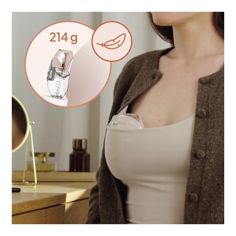 Pompa de san, Lionelo, Fidi Free Slim, Portabila, Cu accesorii, Hands-free, Trifazata, Panou control, Autonomie pana la 3 h, 9 functii de masaj, Silentioasa- 40 db, Capacitate 150 ml, Roz