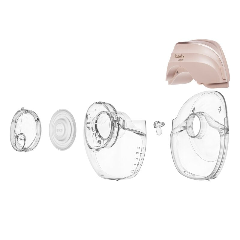 Pompa de san, Lionelo, Fidi Free Slim, Portabila, Cu accesorii, Hands-free, Trifazata, Panou control, Autonomie pana la 3 h, 9 functii de masaj, Silentioasa- 40 db, Capacitate 150 ml, Roz