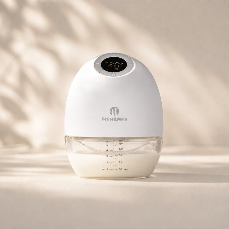 Pompa de san, Petite&Mars, Gaia Duo, Portabila, Cu 3 moduri, Panou control, Autonomie pana la 2.5 h, 9 functii de masaj, Silentioasa- 55db, Capacitate 180 ml, Alb